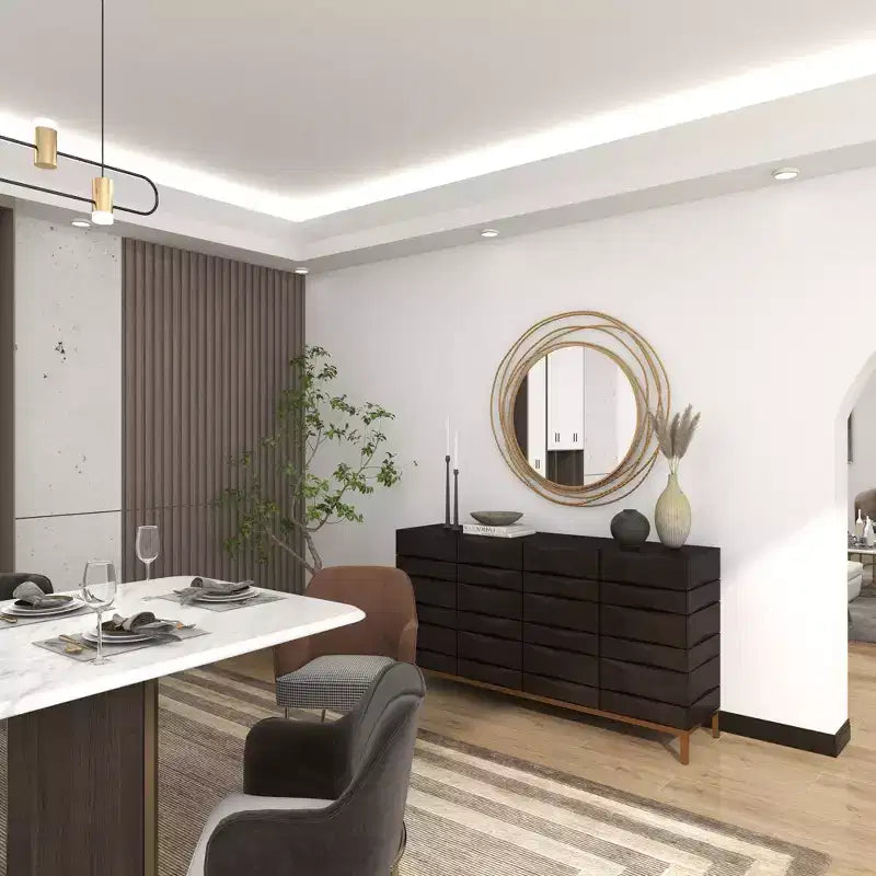 Specchio in metallo con anelli sovrapposti color oro - Olivia & May: Stile contemporaneo, ferro, 38.38"