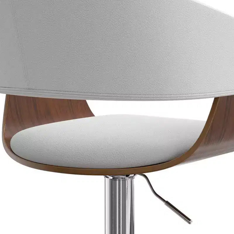 Calinda Girevole Regolabile Bianco: Moderno Metà Secolo, Legno Curvato, Rivestimento in Lino