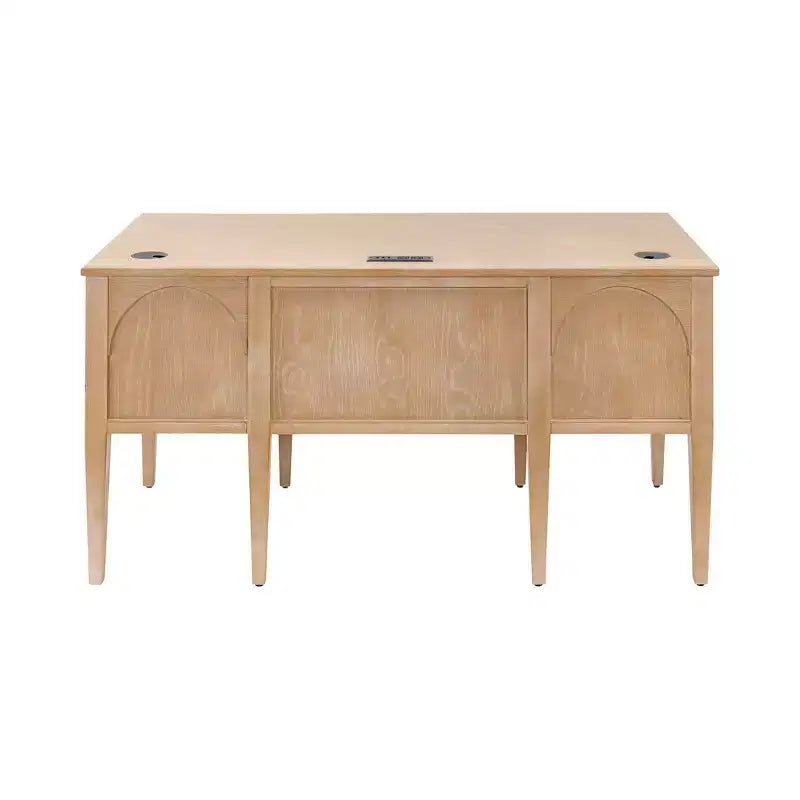 Scrivania moderna in legno con piedistallo Laurel Brown: Postazione di lavoro direzionale versatile