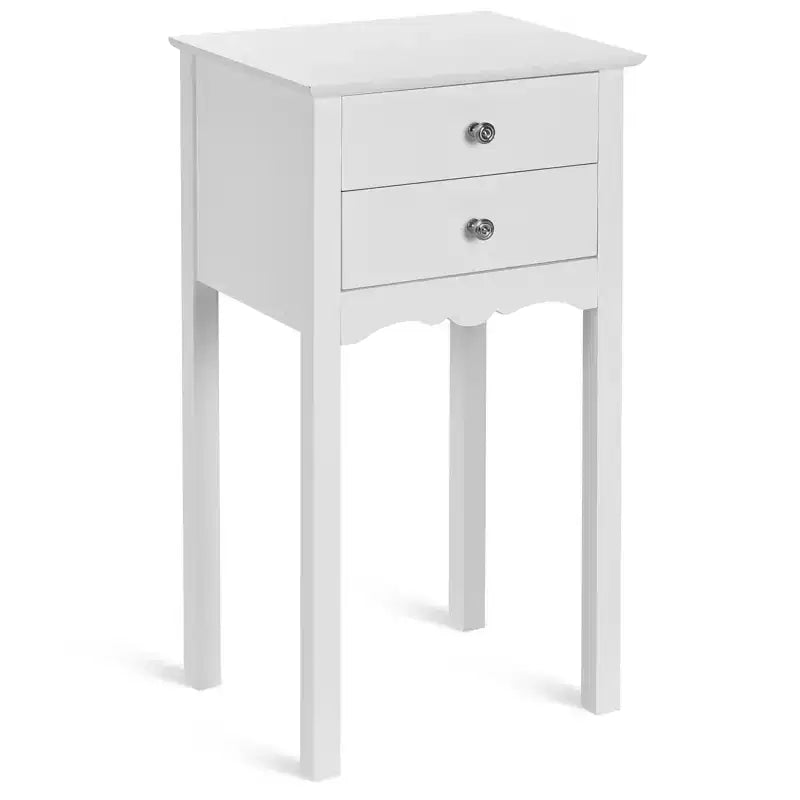 Tavolino Tavolino comodino con 2 cassetti bianco