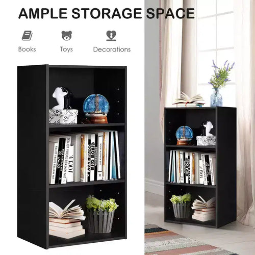 3 Shelf Multi-functional Storage Display Cabinet Black