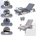 Letto singolo regolabile per ospiti, materasso portatile con ruote marrone/grigio/bianco
