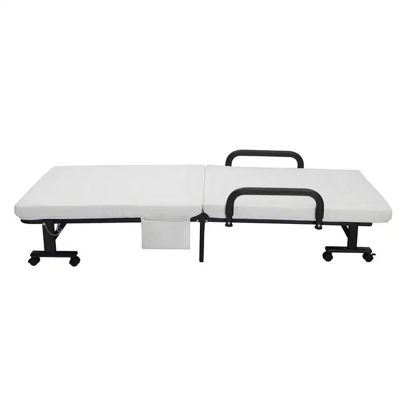 Letto singolo regolabile per ospiti, materasso portatile con ruote marrone/grigio/bianco
