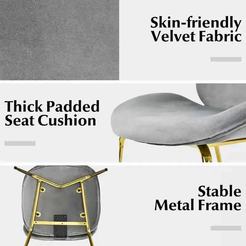 Set di 4 sedie da pranzo in velluto, sedia laterale senza braccioli con schienale ergonomico
