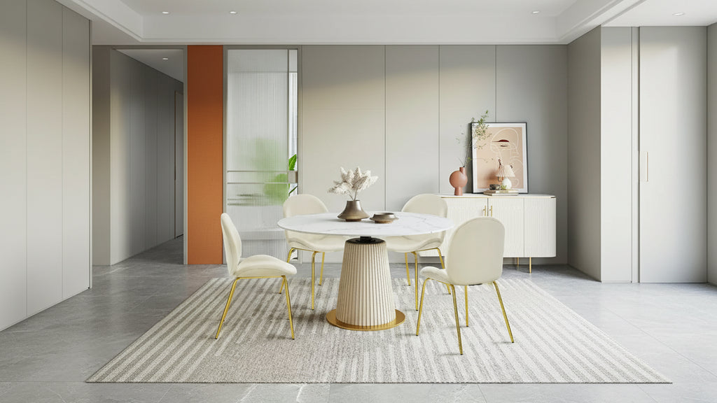 Set di 4 sedie da pranzo in velluto, sedia laterale senza braccioli con schienale ergonomico