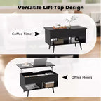 Tavolino da caffè con ripiano sollevabile da 31,5" Tavolo moderno con scomparto nascosto e gambe in legno per la casa