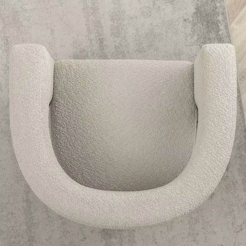 Poltrona quadrata da 28" in bouclé con braccioli ampi