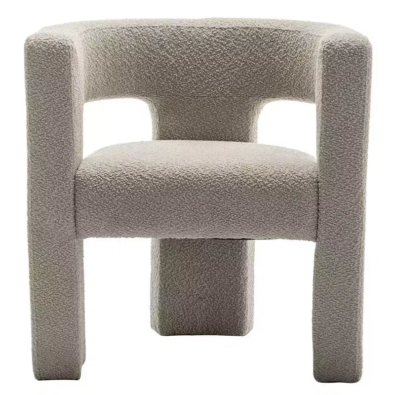 Poltrona quadrata da 28" in bouclé con braccioli ampi