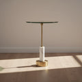 Uttermost Modern Brushed Brass Round Accent Table 15 3/4 Wide Gold Glass Tabletop for Living Room Bedroom Bedside Entryway House