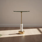 Uttermost Modern Brushed Brass Round Accent Table 15 3/4 Wide Gold Glass Tabletop for Living Room Bedroom Bedside Entryway House