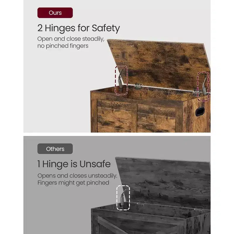 Contenitore in Stile Rustico con Cerniere di Sicurezza - Soluzione di Archiviazione Versatile per Ingresso, Camera da Letto e Soggiorno