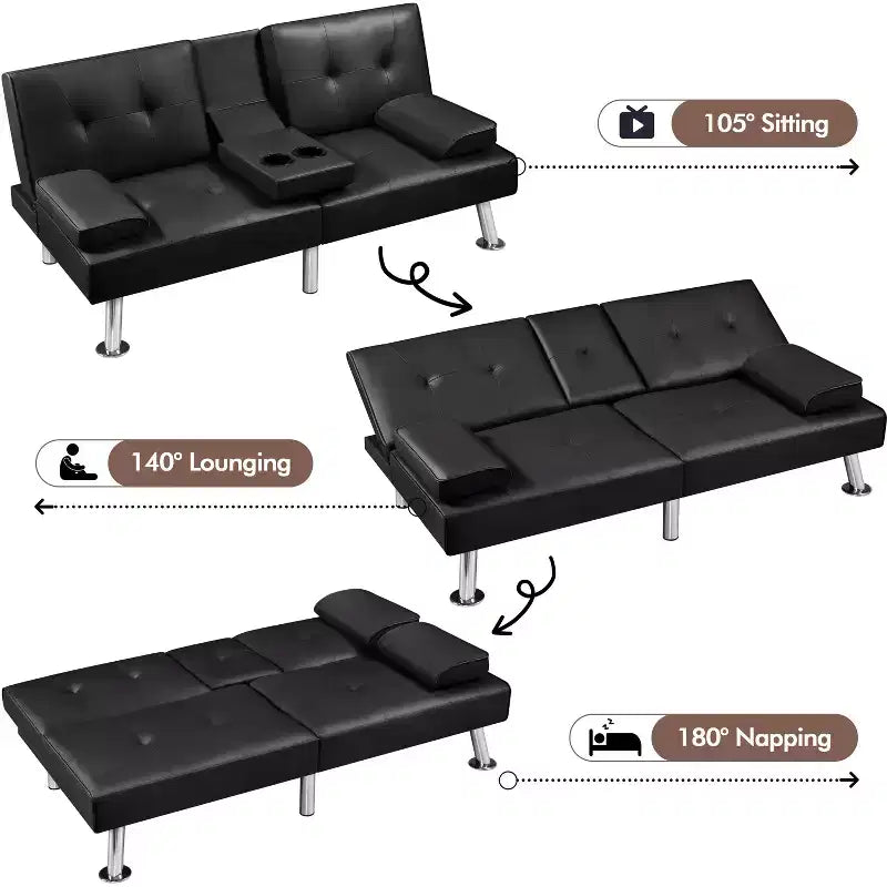 Divano Letto Futon Convertibile in Ecopelle