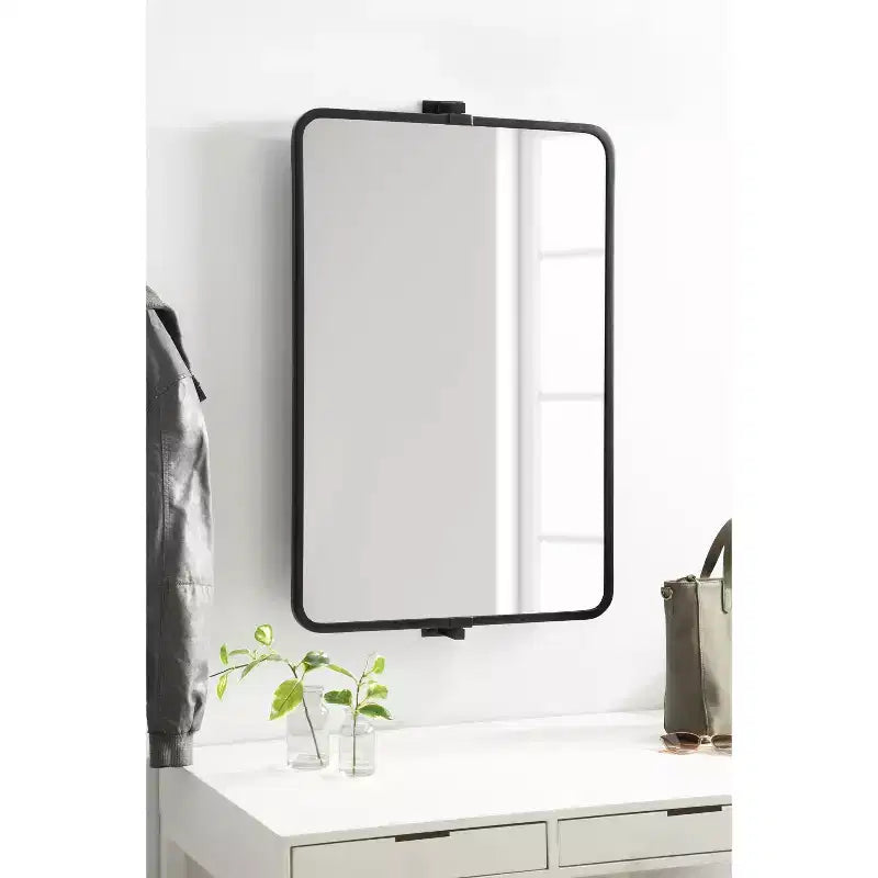 Specchio Elijah funzionale in metallo, 38x24, nero
