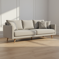 Nordic Grey 3-Seater Sofa with Oak Legs